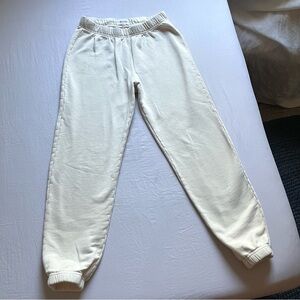MATE THE LABEL ivory cream organic cotton blend knit terry jogger sweat pants